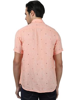 pink printed linen casual shirt - 17617522 - Standard Image - 3
