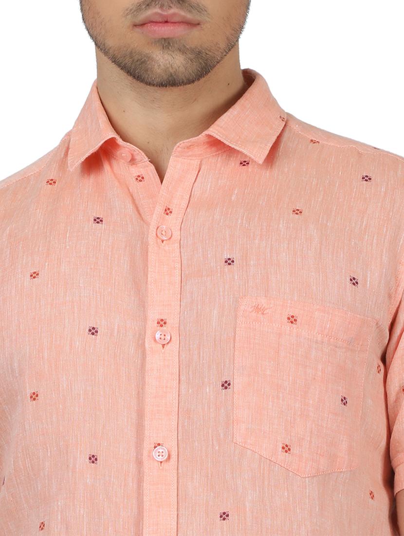 pink printed linen casual shirt - 17617522 - Zoom Image - 5