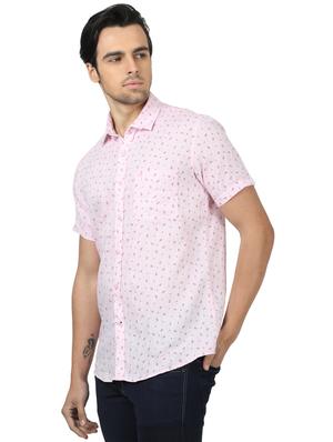 pink printed linen casual shirt - 17617523 - Standard Image - 2