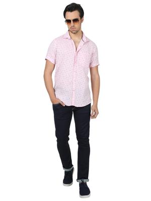 pink printed linen casual shirt - 17617523 - Standard Image - 4