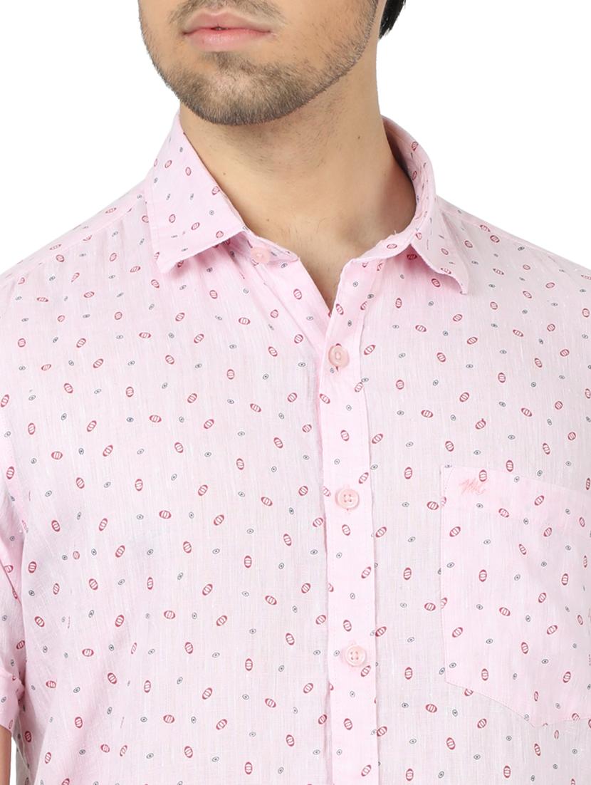 pink printed linen casual shirt - 17617523 - Zoom Image - 5