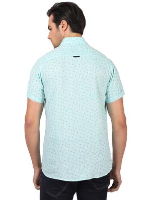 blue printed linen casual shirt - 17617524 - Standard Image - 3