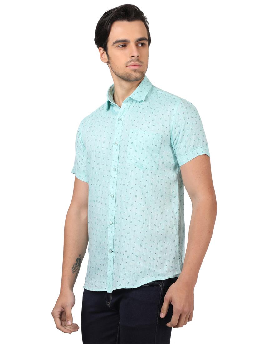 blue printed linen casual shirt - 17617524 - Zoom Image - 2