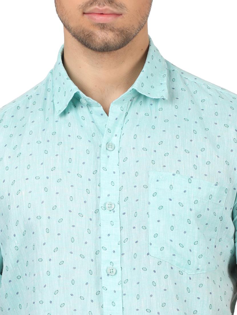 blue printed linen casual shirt - 17617524 - Zoom Image - 5