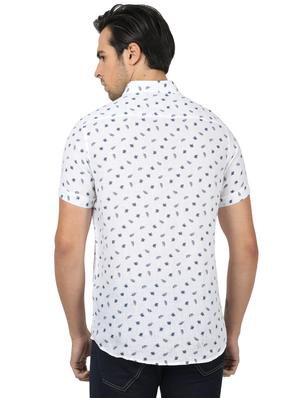 white printed linen casual shirt - 17617533 - Standard Image - 3