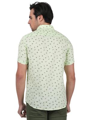 green printed linen casual shirt - 17617534 - Standard Image - 3