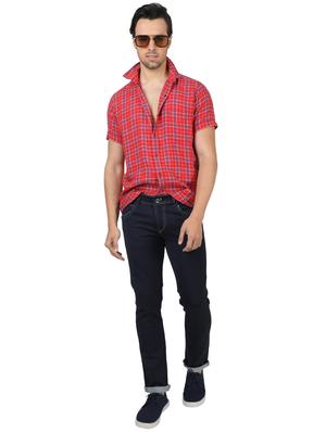 red checkered linen casual shirt - 17617535 - Standard Image - 4