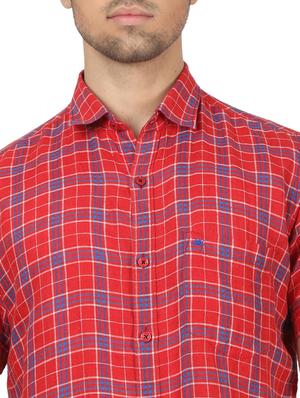 red checkered linen casual shirt - 17617535 - Standard Image - 5