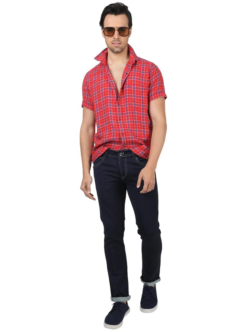 red checkered linen casual shirt - 17617535 - Zoom Image - 4