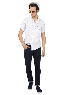 white printed linen casual shirt - 17617537 - Standard Image - 4