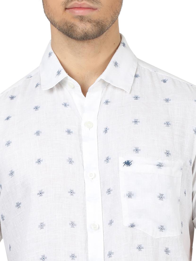 white printed linen casual shirt - 17617537 - Zoom Image - 5