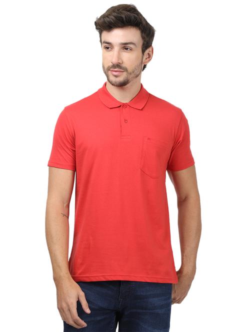 red solid polo t-shirt - 17617541 - Standard Image - 1