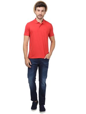 red solid polo t-shirt - 17617541 - Standard Image - 4
