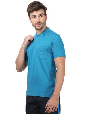 blue solid polo t-shirt - 17617542 - Standard Image - 2