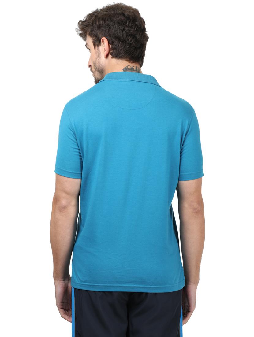blue solid polo t-shirt - 17617542 - Zoom Image - 3