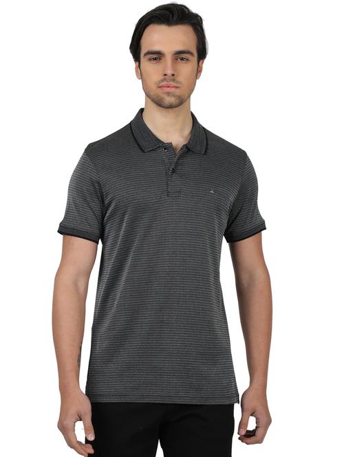 grey self design polo t-shirt - 17617543 - Standard Image - 1