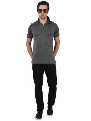 grey self design polo t-shirt - 17617543 - Standard Image - 4