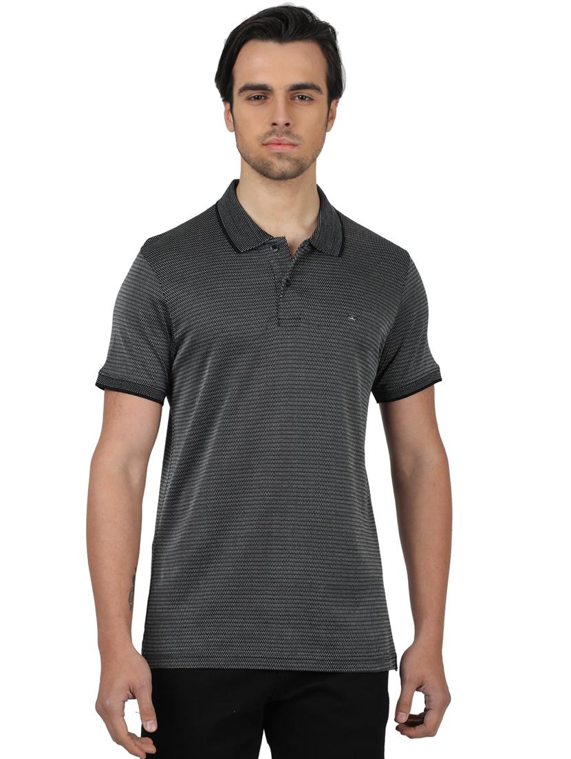 grey self design polo t-shirt - 17617543 - Zoom Image - 1