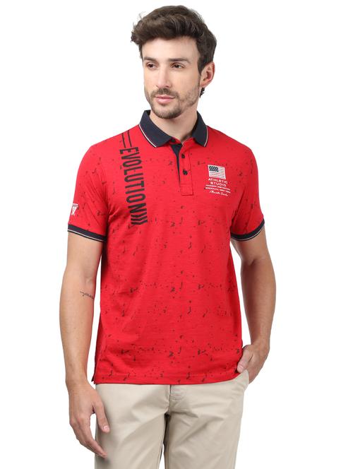 red printed polo t-shirt - 17617555 - Standard Image - 1