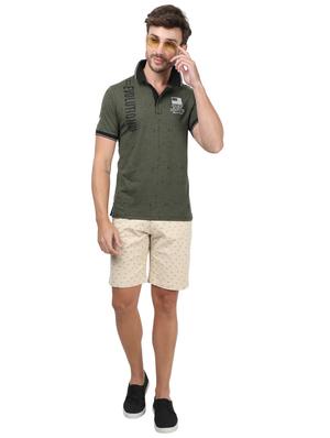 olive green printed polo t-shirt - 17617556 - Standard Image - 4