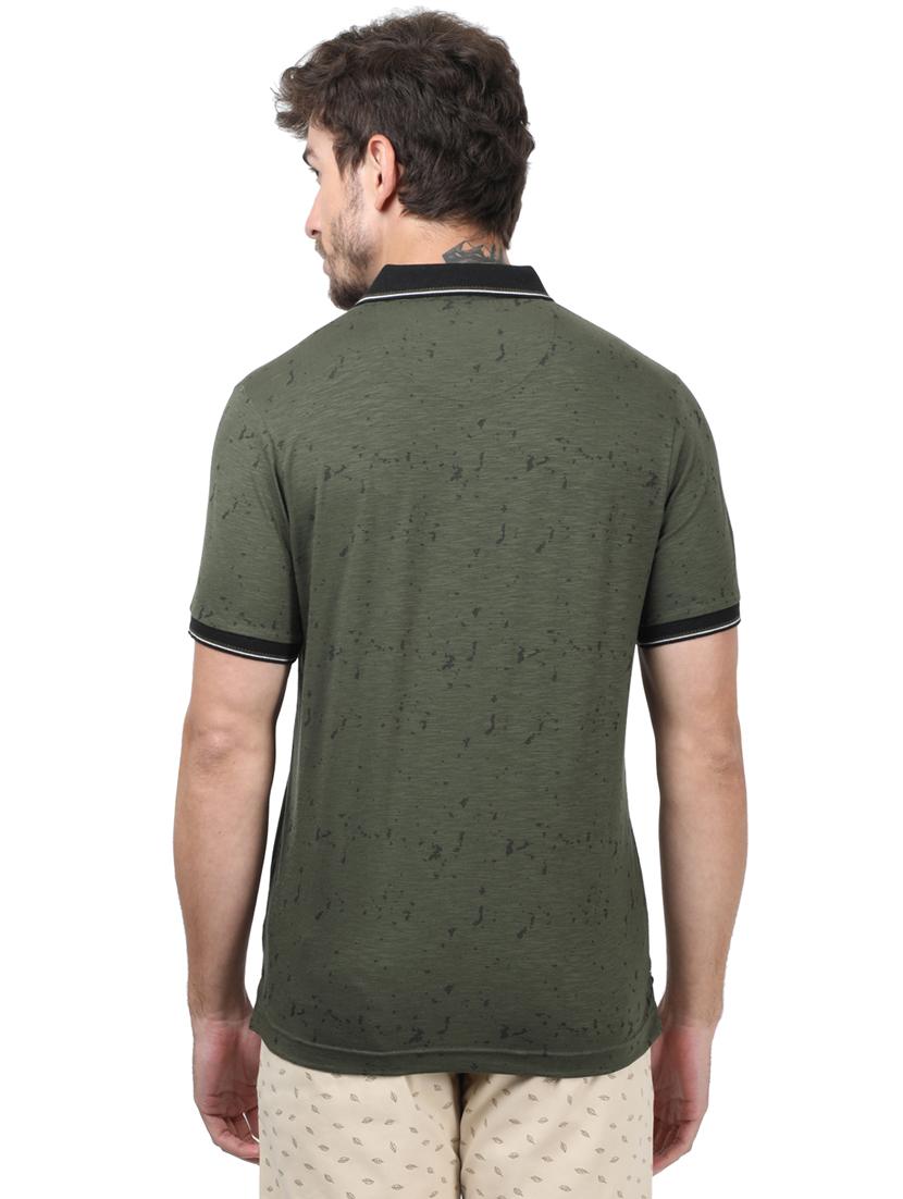 olive green printed polo t-shirt - 17617556 - Zoom Image - 3