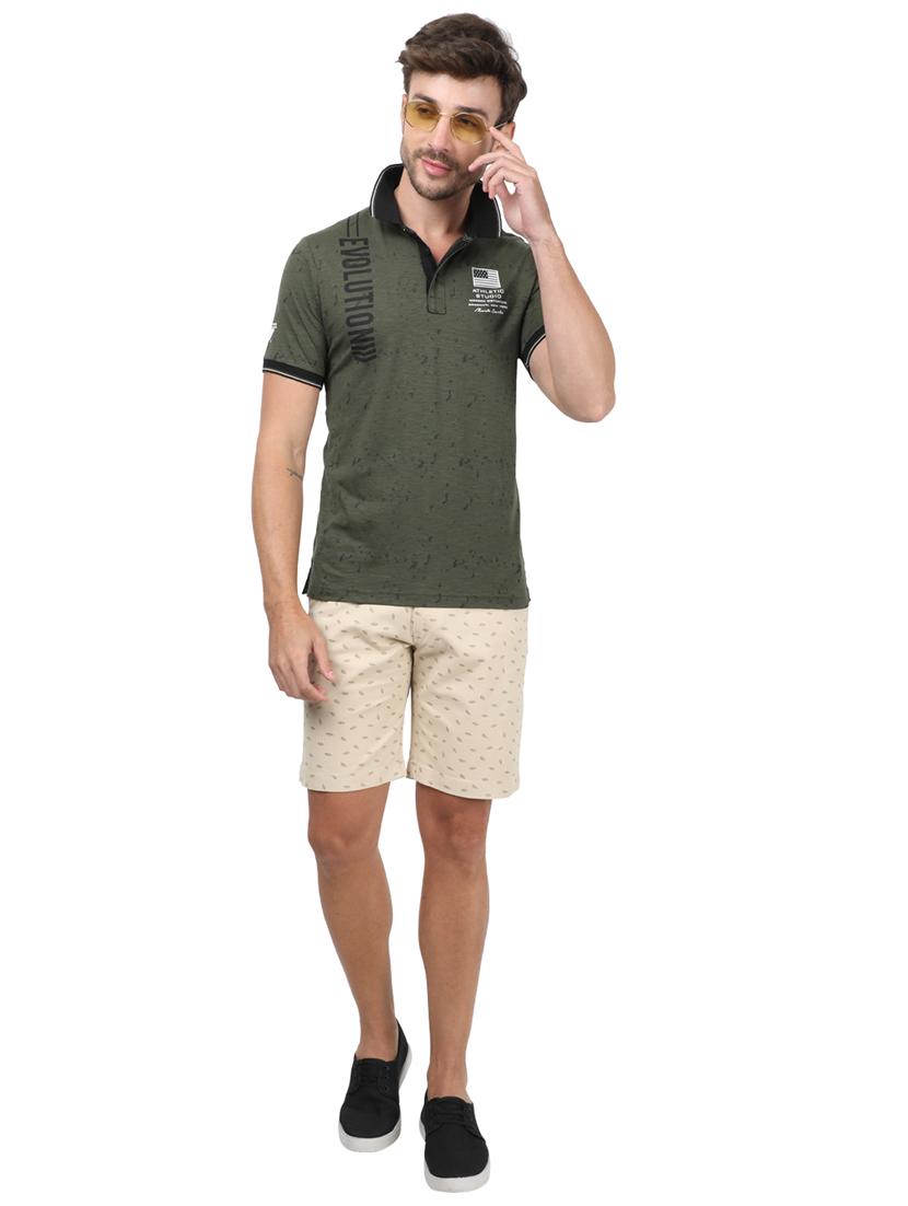 olive green printed polo t-shirt - 17617556 - Zoom Image - 4