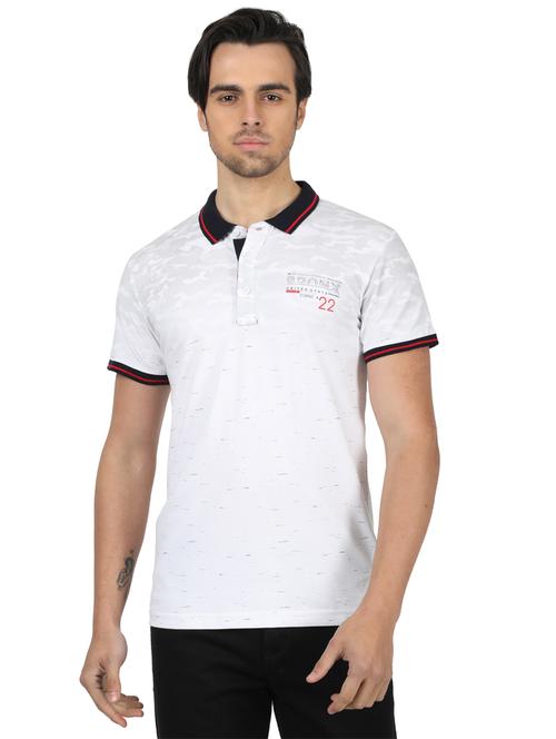 white printed polo t-shirt - 17617559 - Standard Image - 1