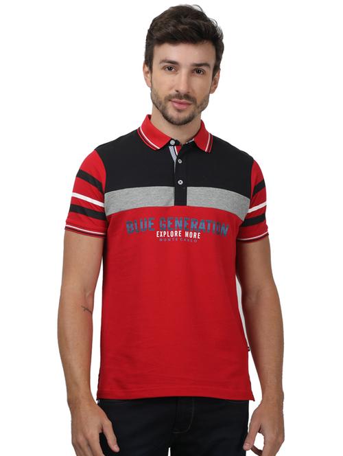 red printed polo t-shirt - 17617562 - Standard Image - 1