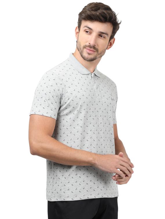 grey printed polo t-shirt - 17617565 - Zoom Image - 2
