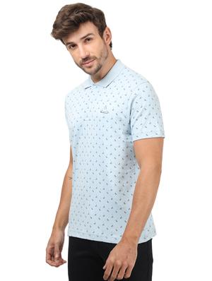 light blue printed polo t-shirt - 17617566 - Standard Image - 2