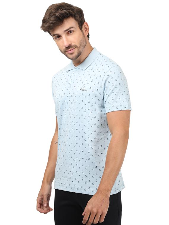 light blue printed polo t-shirt - 17617566 - Zoom Image - 2