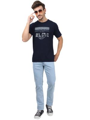 navy blue printed t-shirt - 17617574 - Standard Image - 4