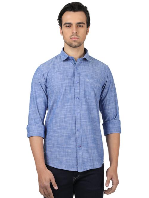 blue solid casual shirt - 17617584 - Standard Image - 1