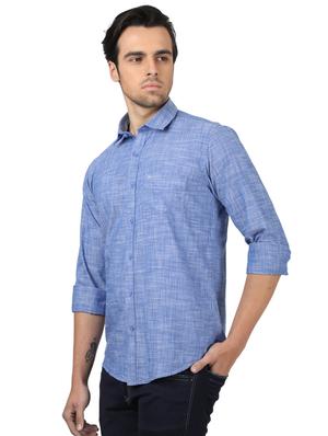blue solid casual shirt - 17617584 - Standard Image - 2