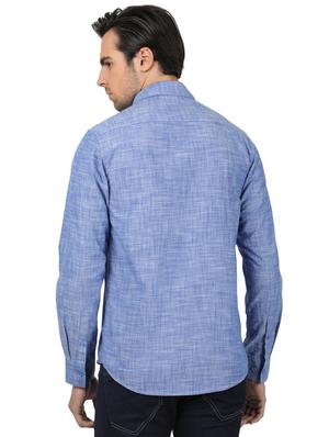 blue solid casual shirt - 17617584 - Standard Image - 3