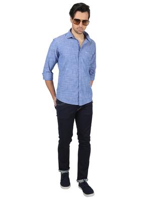 blue solid casual shirt - 17617584 - Standard Image - 4