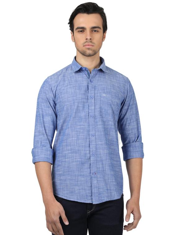 blue solid casual shirt - 17617584 - Zoom Image - 1