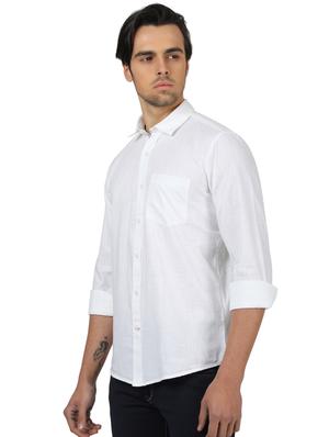 white solid casual shirt - 17617585 - Standard Image - 2