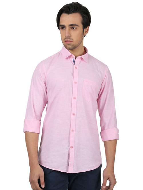 pink solid casual shirt - 17617586 - Standard Image - 1
