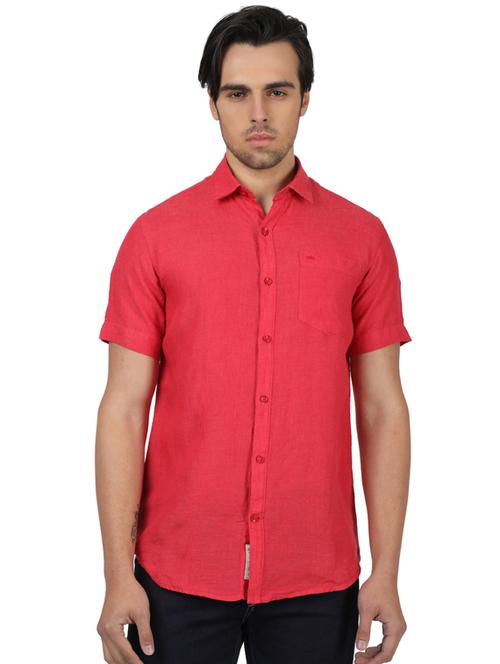 red solid linen casual shirt - 17617596 - Standard Image - 1