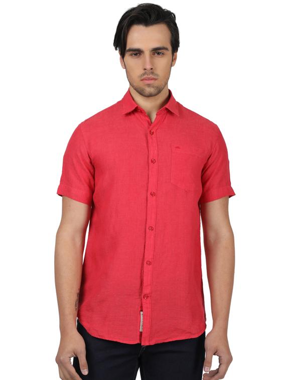 red solid linen casual shirt - 17617596 - Zoom Image - 1