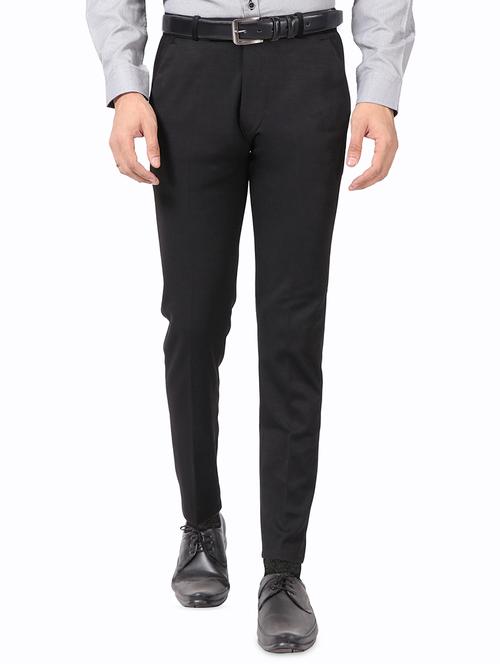 black solid flat front formal trouser - 17617653 - Standard Image - 1