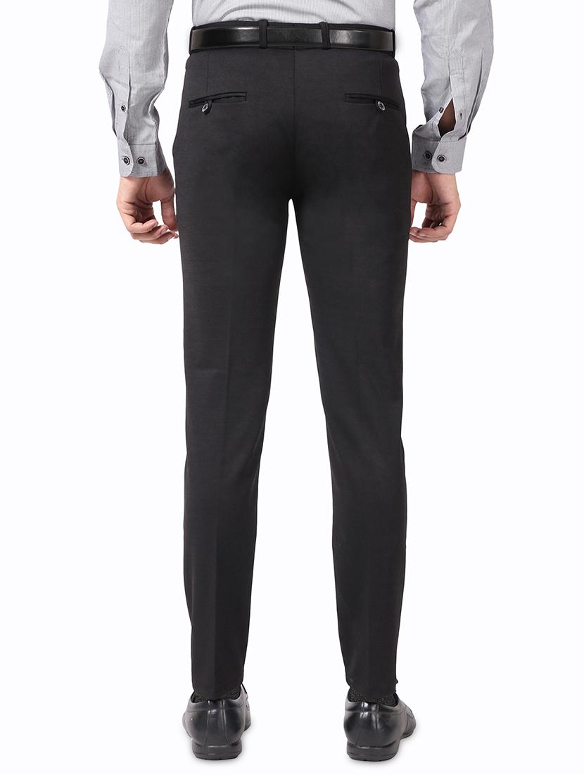 black solid flat front formal trouser - 17617653 - Zoom Image - 3