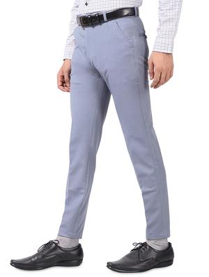 light blue solid flat front formal trouser - 17617654 - Standard Image - 2
