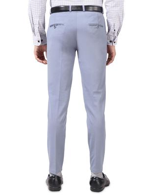light blue solid flat front formal trouser - 17617654 - Standard Image - 3