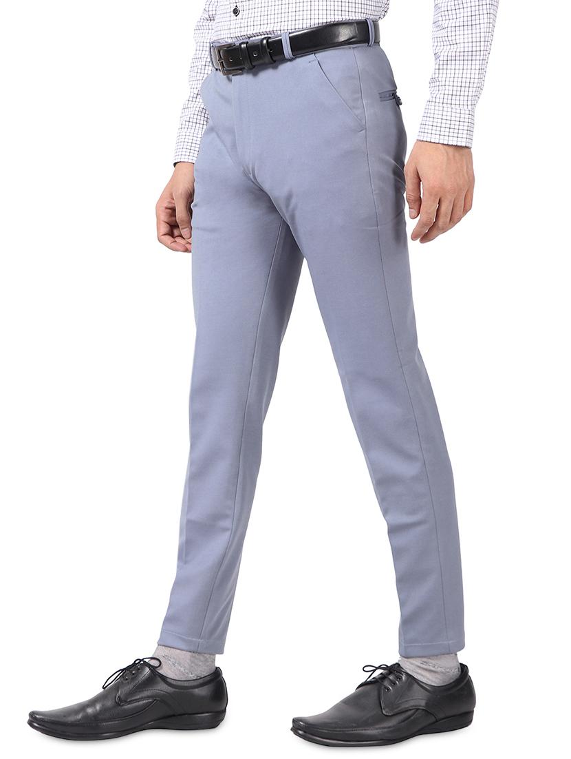 light blue solid flat front formal trouser - 17617654 - Zoom Image - 2