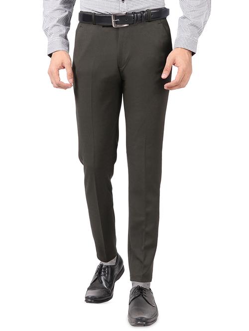 green textured flat front formal trouser - 17617656 - Standard Image - 1