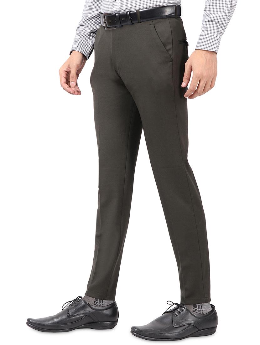 green textured flat front formal trouser - 17617656 - Zoom Image - 2