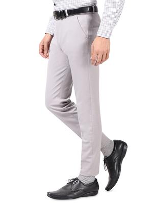 grey solid flat front formal trouser - 17617657 - Standard Image - 2