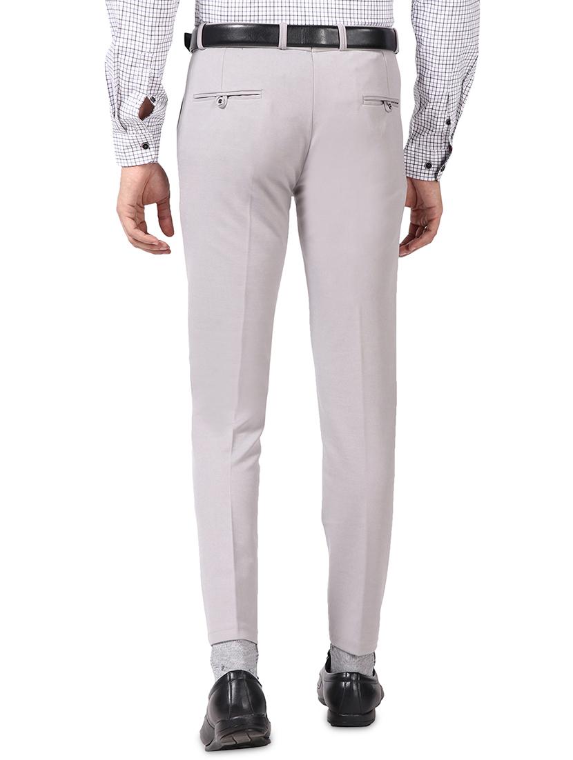 grey solid flat front formal trouser - 17617657 - Zoom Image - 3